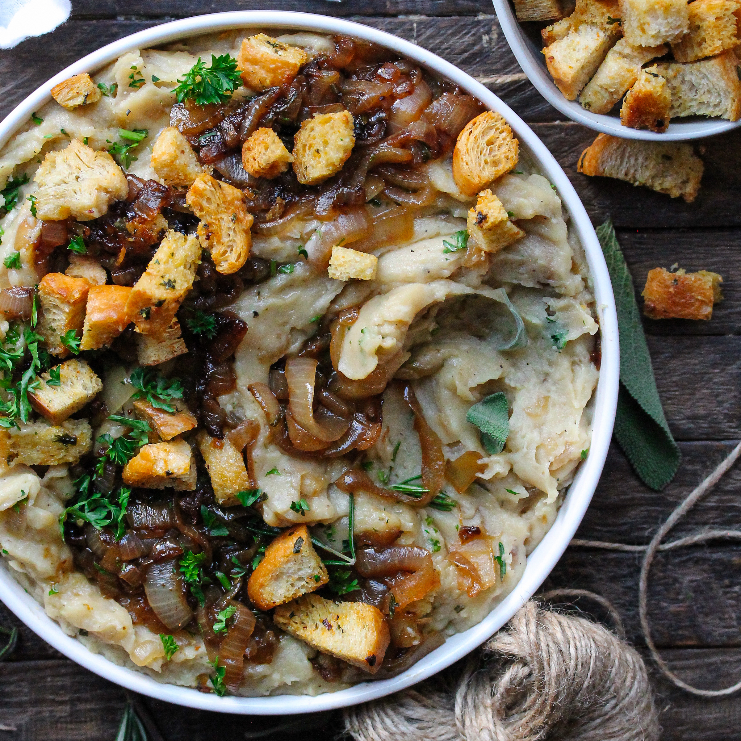 French Onion Smashed Potatoes - Give it Some Thyme