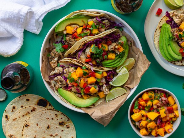 Caribbean-Inspired Cauliflower Tacos with Mango Salsa