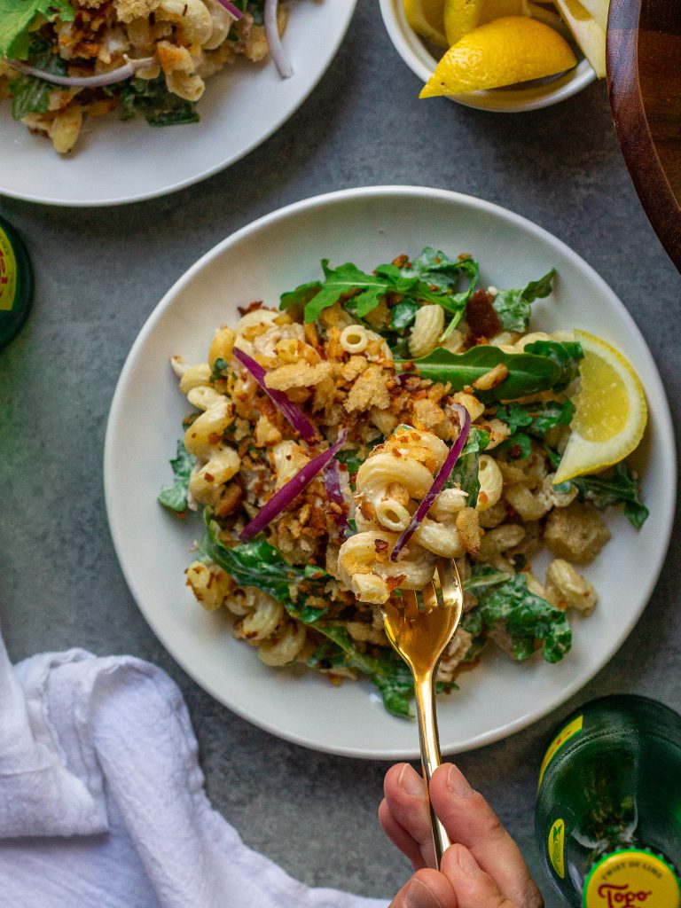 vegan Chicken Caesar Pasta Salad