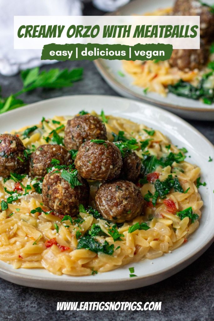 Herby Meatballs with Creamy Kale Orzo - Eat Figs, Not Pigs