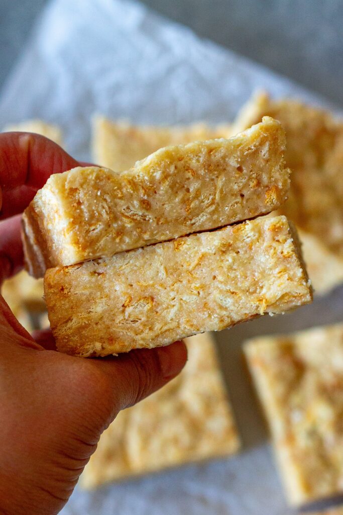 Vegan Ritz Crispy Treats served on a plate, ready to enjoy.